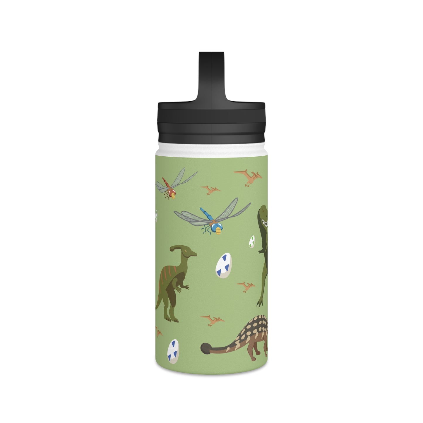 Dino Stainless Steel Water Bottle, Handle Lid, readyforignition.com