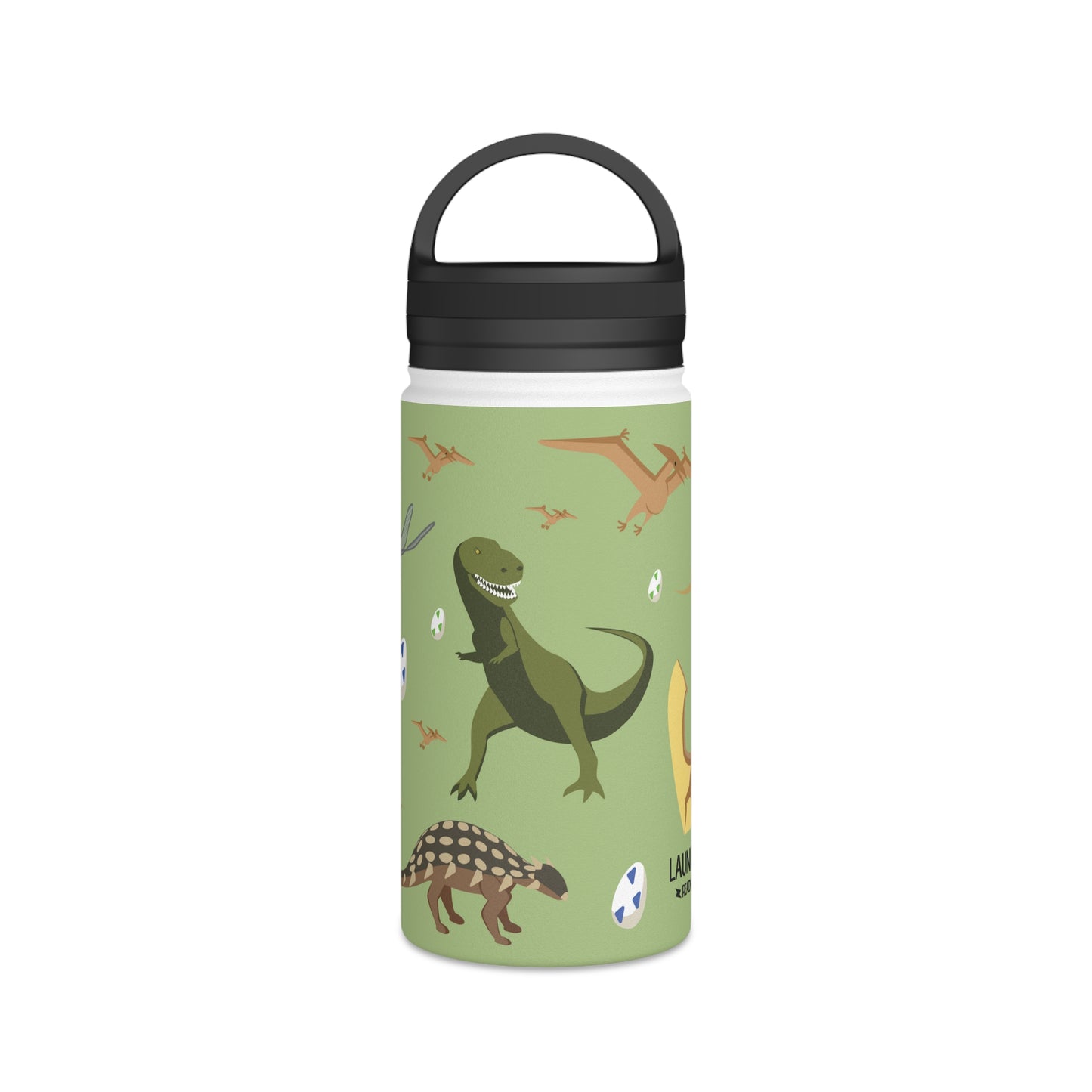 Dino Stainless Steel Water Bottle, Handle Lid, readyforignition.com