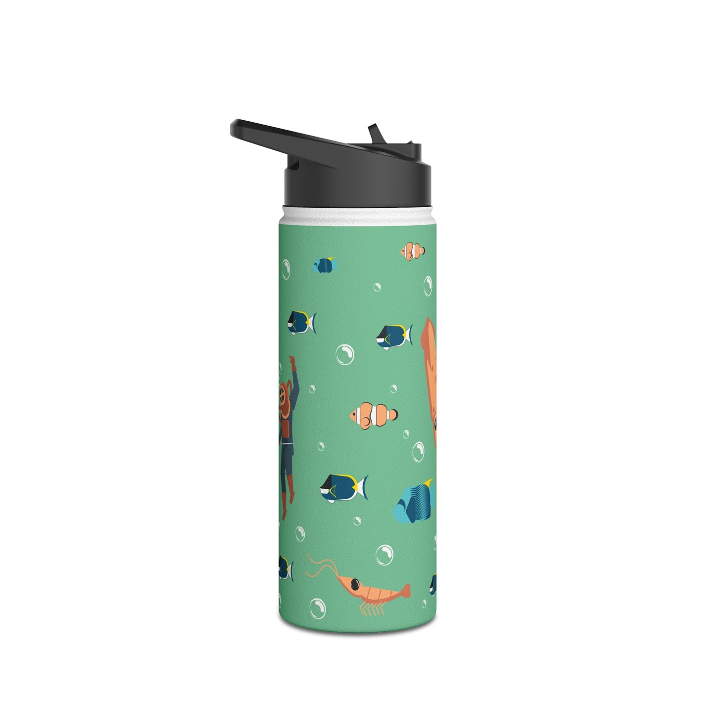 Ocean Theme Stainless Steel Water Bottle, Standard Lid