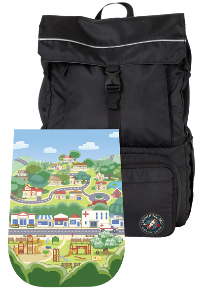 Launching Pad black backpack with suburbs mat, readyforignition.com