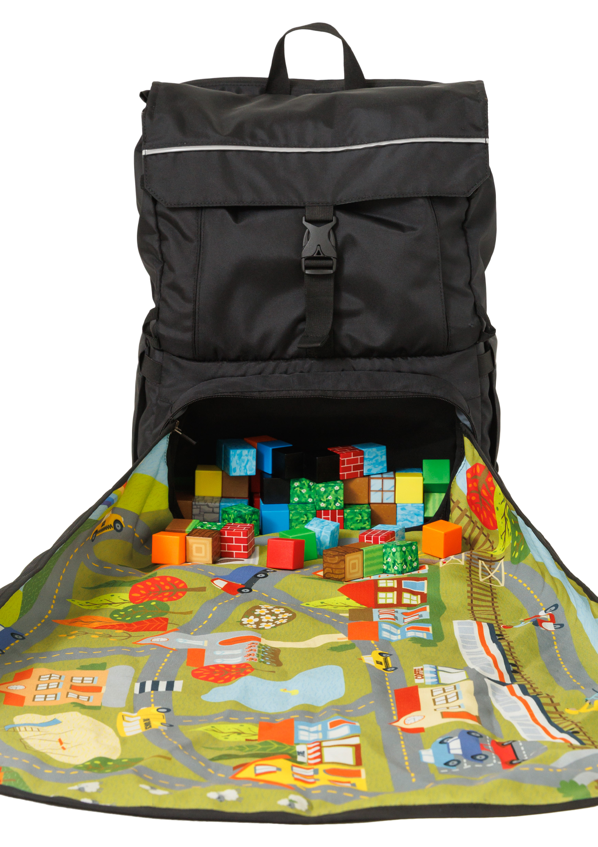 Launching Pad Backpack open playmat with toys